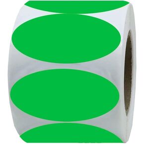 Small Oval Thermal Stickers Color Coding Labels,Direct Thermal Labels,500 Pcs Colorful Coding Stickers for Inventory,Sugar Jars,Party,Crafts Rooms,Weddings and Kitchen (Green)