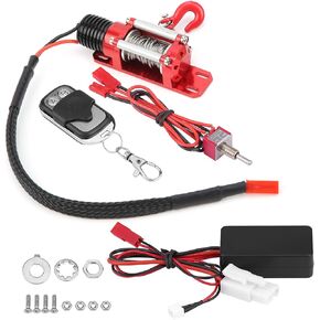 RC Winch, 1/10 Electric Metal Winch Model Vehicle Crawler Car Accessory with Remote Controller, Max Load 3kg