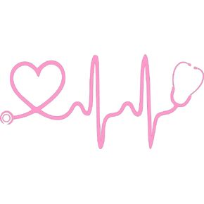 Stethoscope Heart (Pink) - 8" x 3 3/4" - Vinyl Die Cut Decal/Bumper Sticker for Windows, Trucks, Cars, Laptops Etc.