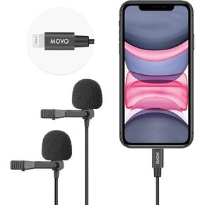 Movo Dual Lavalier Microphone System for iPhone - Auxiliary