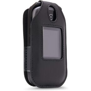 BELTRON Leather Fitted Case for Consumer Cellular Link Z2332, Link II Z2335 Flip Phone - Features: Rotating Belt Clip, Screen & Keypad Protection & Secure Fit