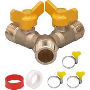 Bstinay Dual Shut-off Controls Valve Y Connector 3-Way Metal Splitter Valve Brass