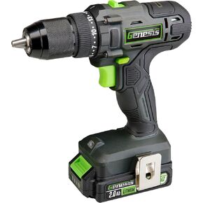 Genesis 20V 1/2" Cordless Drill with Battery and Charger, Metal Ratcheting Chuck, 450 in-lbs, 2.0Ah 2 Year Warranty