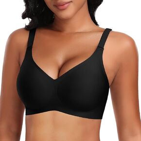 Seamless Bras for Women No Underwire Comfort Push Up Wireless Bra Support and Lift V Neck Bralettes with Bra Extender