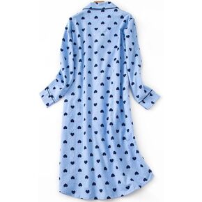 قميص نوم نسائي من ASHER FASHION قميص نوم طويل من الفلانيل بأزرار سفلية وأكمام طويلة مع جيوب