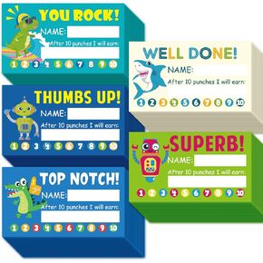 Gooji Behavior Punch Cards for Kids Classroom, 2x3.5 School Homeschool, or Smart Behavior Chart Reward System for Teacher Student, Fun Loyalty, Motivation Incentive,100 Pack