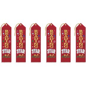 Beistle Reading Star Award Ribbons, 2 by 8-Inch, 6-Pack