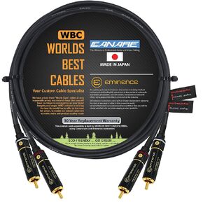 WORLDS BEST CABLES 3.5 Foot RCA Cable Pair - Canare L-4E6S, Star Quad, Audio Interconnect Cable with Premium Gold Plated Locking RCA Connectors - Directional - Custom Made