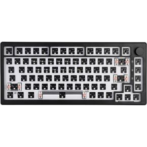 EPOMAKER Aura75 75% Mechanical Keyboard Kit, Hot Swappable 2.4Ghz/Bluetooth 5.0/USB-C Wired Wireless Gaming DIY Kit, with Silicone Pad, 3000mAh Battery, South-Facing RGB Backlight for Win/Mac(Black)