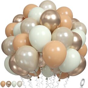 Neutral Balloons, Beige White Sand Latex Balloons Blush Gold Chrome Party Balloons Metallic Champagne Gold and Pearl Sand White Balloons for Kids Adults Birthday Boho Wedding Baby Shower Bridal Shower