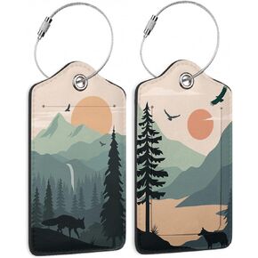 Watercolor with Elegant Dragonfly Luggage Tags for Suitcases, 2 Pack Cute PU Leather Suitcase Tag Identifiers with Address Card for Baggage Tag