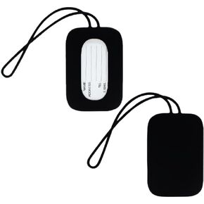 Silicone Luggage Tags for Suitcases 2Pack,Travel Suitcase Tags Labels with Name ID Card Perfect to Quickly Spot Luggage Suitcase for Women Men Travel-Black