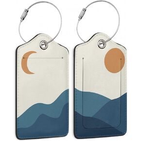 Watercolor with Elegant Dragonfly Luggage Tags for Suitcases, 2 Pack Cute PU Leather Suitcase Tag Identifiers with Address Card for Baggage Tag