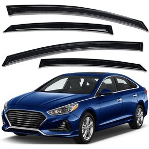 Lightronic WV94361 Outside-Mount Side Window Visor Deflector Rain Guard, Dark Smoke, 4-Pieces Set, Fits 2015-2019 Hyundai Sonata
