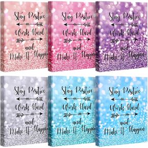 Colarr 6 Pack 3 Ring Binder Cute Decorative 1 Inch Round Rings for A4 Letter Size 8.5'' x 11'' Sheet Protectors and Paper Binder Organizer with Pocket for School Office Supplies(Positive)