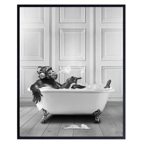 Cool Bathroom Wall Decor for Men - Black Bathroom Decor - funny Wall Decor - Cute Trendy Restroom Sign - small Bathroom Decor - Wall Art Bathroom Pictures - Funky Urban Home Decor - Bathtub Wall Decor