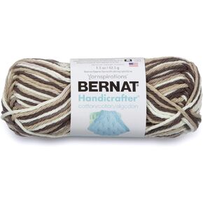 Bernat Handicrafter Cotton Ombre Yarn, 1.5 oz, Gauge 4 Medium, 100% Cotton, Chocolate Ombre