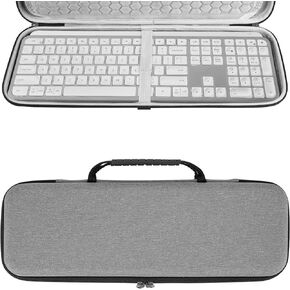 Geekria Keyboard Case Compatible with Logitech MX Keys S Wireless, MX Keys Advanced Wireless Illuminated Keyboard, Hard Shell Travel Carrying Bag for Pebble Wireless Mouse Combo Case (Light Gray)