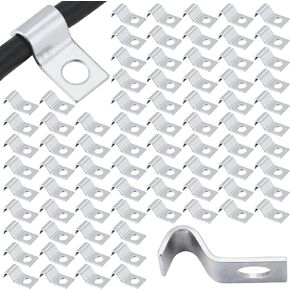 100 Pcs Cable Wire Screw Clips 1/4 Inch, Zinc Plated Steel Cable Clips Outdoor Cord Clips for Wall Cable Hooks Wire Mounting Clips for Wire Management