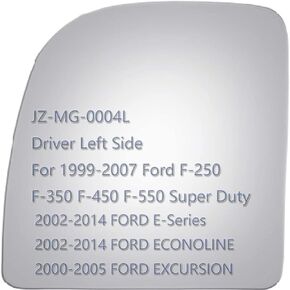 Lower Towing Mirror Glass fit for 99-07 Ford F250 F350 F450 F550 Super Duty Pickup Truck Driver Left Side LH Convex Replacement Including Adhesive