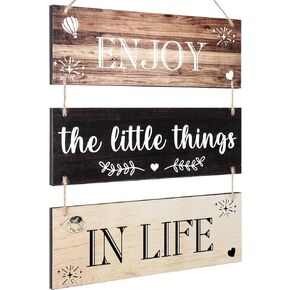 Jetec Decorative Signage, Wooden Wall Decor 'Enjoy The Little Things in Life', Rustic Brown Series