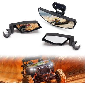 KIWI MASTER Rear View Center & Side Mirrors Compatible with 2024 Polaris RZR XP 1000 Accessories, 2021-2024 RZR Trail/Trail S Adjustable Folding Rear View Racing Mirror # 2884524 2883763