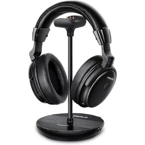 SIMOLIO Wireless Headphones for TV with Clear Dialog Mode, Boosted Volume & Spare Battery for Seniors, Comfortable TV Watching w/L/R Balance, by-Pass, Charging/Transmitter Stand 2-in-1, No Pairing