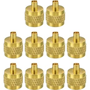 PATIKIL 1/4" SAE Service Access Valve Caps, 10 Pack Refrigeration Service Valve Cap Valve Core Remover with Rubber Seal for HVAC AC System