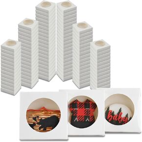 White Individual Cookie Box Small Treat Boxes with Window, 100pk 4.4in Square Bakery Boxes for Donut Pie Dessert