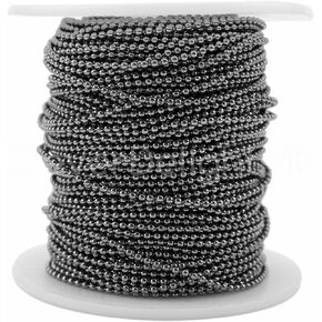 CleverDelights 1.5mm Gunmetal Ball Chain - 30 Feet - Bulk Chain