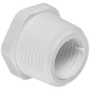 Spears 439 Series PVC Pipe Fitting, Bushing, Schedule 40, 1/2" NPT Male x 1/4" NPT Female