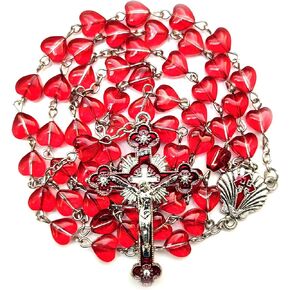 Rosary Beads Chaplet heart-shaped Artificial Crystal Glass Rosery Cross Catholic gifts