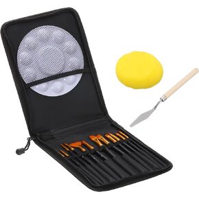 PATIKIL Paint Brushes Set, 12pcs Watercolor Brushes Acrylic Paint Brushes Paintbrushes with Carrying Case Palette for Acrylic Painting Art Face Crafts, Black