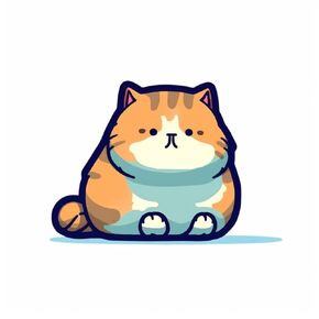 Cute Lazy Calm Sweet Chubby Funny Cartoon Cat Decal Sticker for Tablet, Skateboard, Guitar, Luggage, Water Bottle, Car Bumper, Home, Bookcase, Laptop Waterproof Vinyl Decal Sticker 5-inch
