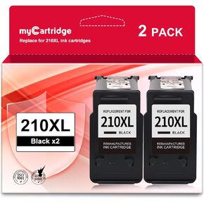myCartridge 210XL Black Remanufactured Ink Cartridge for Canon 210XL PG-210 Use for PIXMA MP490 MP495 MP250 Printer(2 Pack)