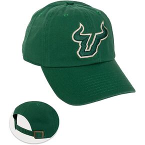 Desert Cactus University of South Florida Baseball Hat USF Bulls Brimmed Embroirderd Hats Cap Adjustable Cloth Strap Adult (Style A) Green