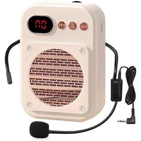 Portable Voice Amplifier,Bluetooth Rechargeable Personal Voice Amplifier, PA System Speaker Power Amplifiers Loudspeaker for Teachers/Meeting/Tour Guide (S25 Wired Beige)