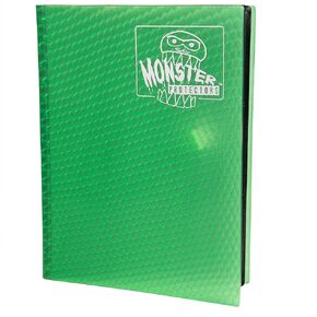 Monster 9 Pocket Trading Card Album- 20 Side Loading, Theft Deterrent, Padded Pages that Hold up to 360 cards - compatible with Yugioh, MTG, Magic The Gathering, Pokémon & Sport Cards - Holofoil Green
