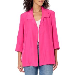 MULTIPLES Women's Turn-up Cuff Three Quarters Sleeve Open Front Lined Swing Jacket