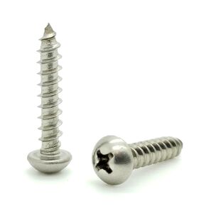 Fifty (50) #10 x 1" Round Head 304 Stainless Phillips Head Wood Screws (BCP599)