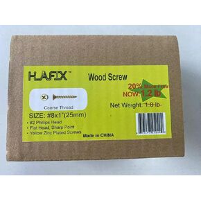 Fastener Wood Screws #8x1" - Coarse Threaded Yellow Zinc Plated Screws, Pay 1.0LB Now GET 1.2LB