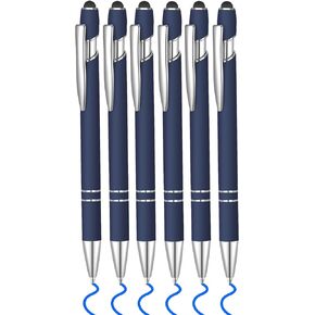 6 Pcs Blue Ink Ballpoint Pen with Stylus Tip 2 in 1 Ballpoint Pen Metal Pens Stylus Pen for Touch Screens School Office Coworkers (Rose)