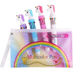 Writing Instrument Set, Dinosaur Pen Set of 4 with Case, Multicolor Ballpoint Pens for Kids and Adults