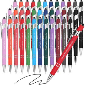 Employee Appreciation Gifts Pens Bulk Thank You for All You Do Ballpoint Pens 2 in 1 Stylus Pens Funny Touch Screen Gift Pens for Men Women Coworker Volunteer Teacher Students Events (36 Pcs)