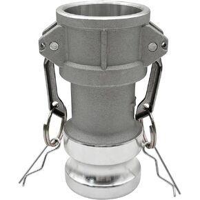 Camlock Fittings Type DA1520 1.5’’ Female Camlock × 2’’ Male Standard Couplings Cam lock Fittings Aluminum Material Cam Groove Fitting Dust Plug (1.5" Female to 2" Male)