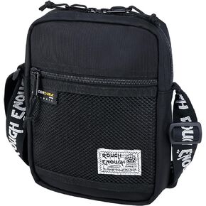Rough Enough Black Small Crossbody Shoulder Bag for Women Men Boys Girls Travel