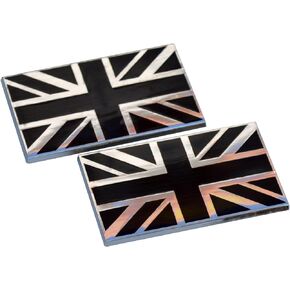 Black Union Jack Metal Car Body Badges self Adhesive (Pair)
