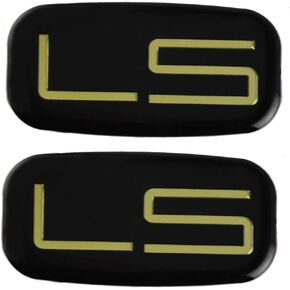 2pcs LS Emblem 3D Car Sticker Checkered Cab Replacement for Chevrolet Silverado Tahoe Suburban (Gold/Black)