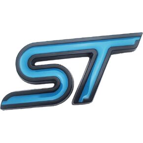 1pcs Metal New ST Car Emblem 3D Racing Decal Sport Turbo Badge Replacement for car (Black red)