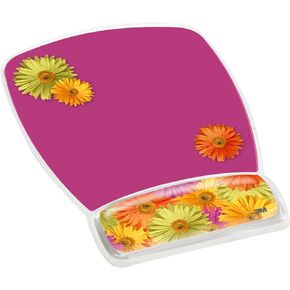 3M Precise Mouse Pad with Gel Wrist Rest, Soothing Gel Comfort with Durable, Easy to Clean Cover, Optical Mouse Performance, Daisy Design (MW308DS)